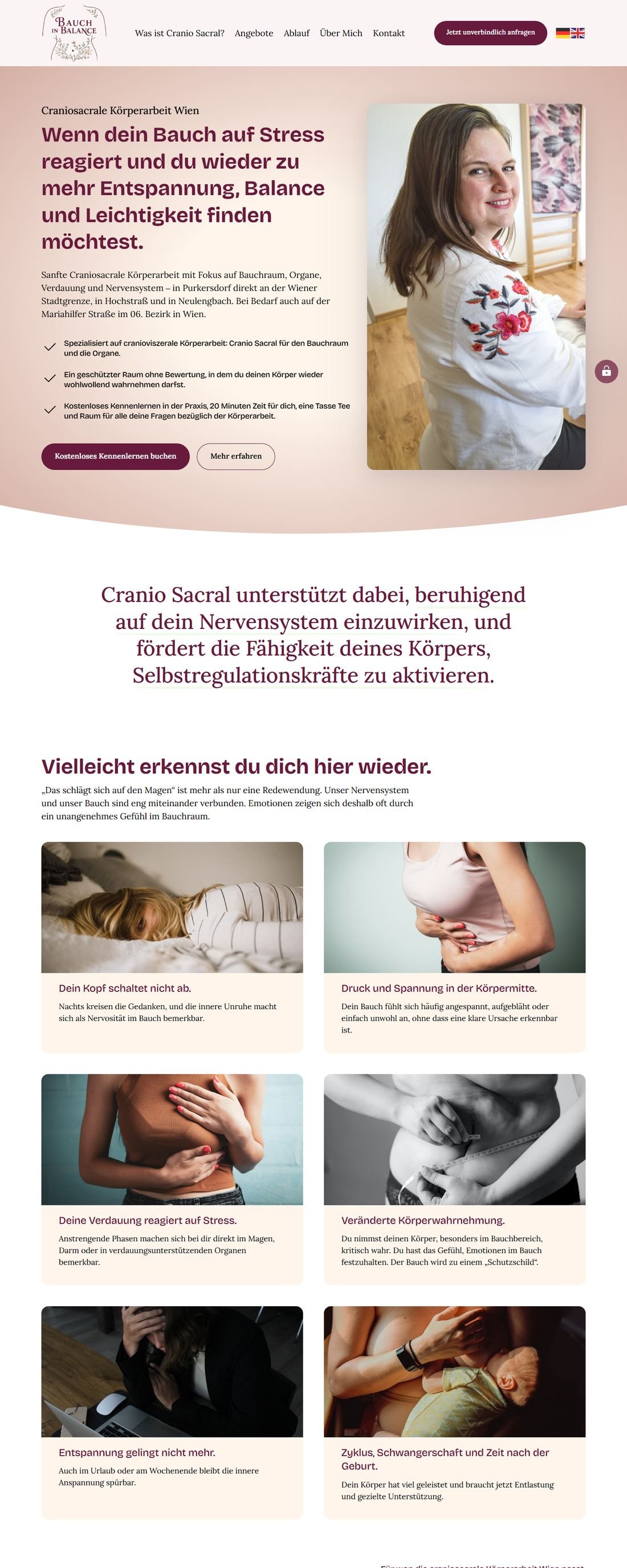 Die Website bauchinbalance.at auf einem Laptop-Bildschirm