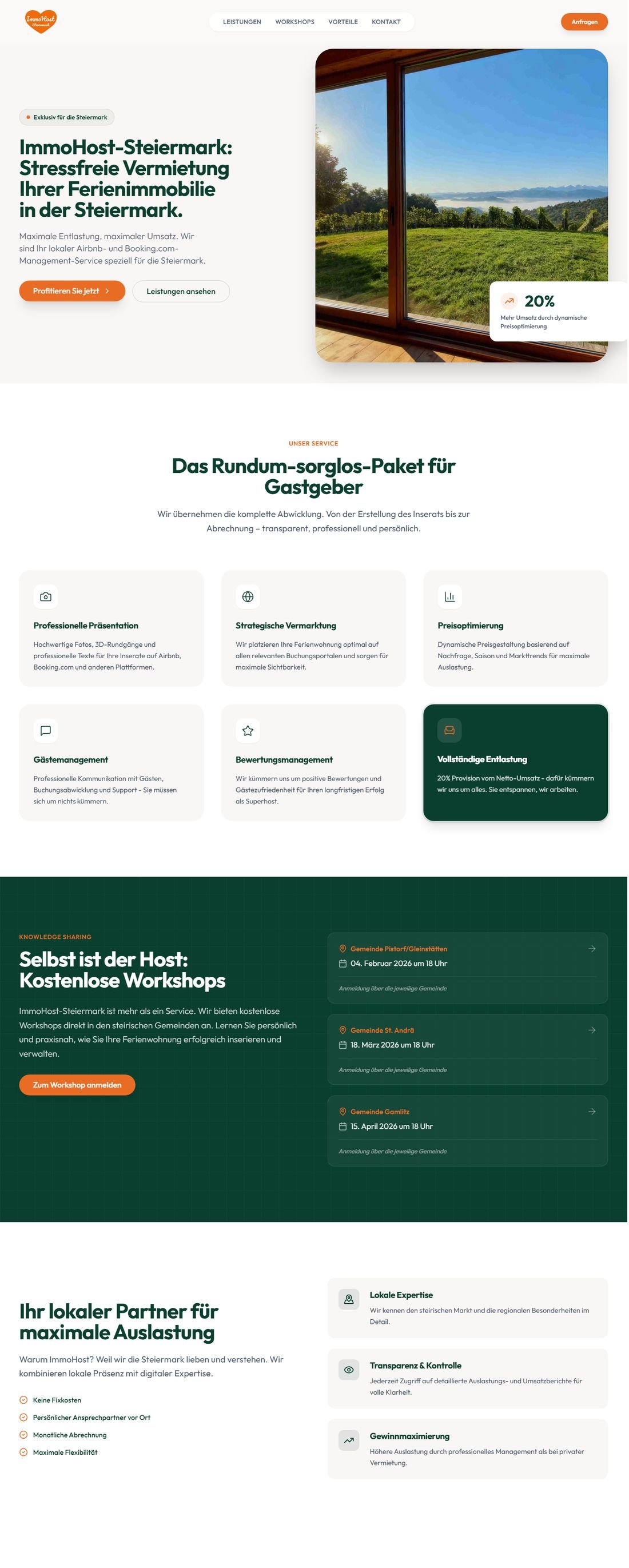 Die Website immohost.at auf einem Laptop-Bildschirm